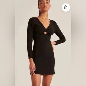 Abercrombie & Fitch NWT Black O Ring Mini Dress Long Sleeve - Size Large